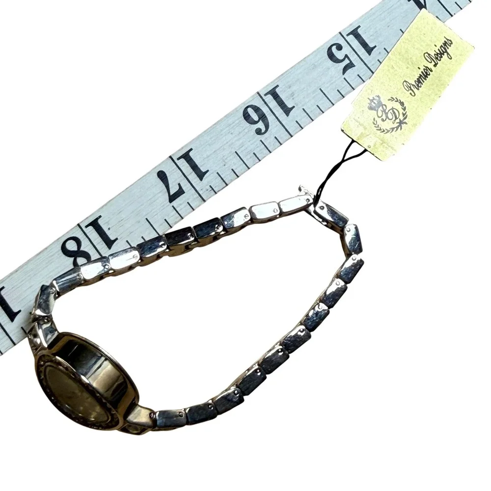 Premier‎ Designs Sophistication Watch Silver Tone Crystal Link NOT TESTED
